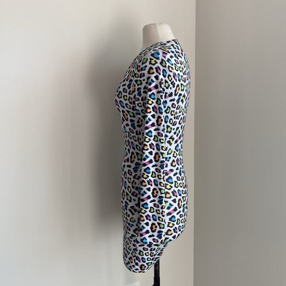 Leopard Print Sleep Romper Womens Sz Small White Multi Color Cozy Sleepwear - Picture 4 of 5